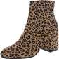Botas femininas Bar III com estampa de leopardo, conforto, amortecimento, bico amendoado, salto bloco, zíper, marrom, tamanho 9,5 M