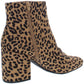 Botas femininas Bar III com estampa de leopardo, conforto, amortecimento, bico amendoado, salto bloco, zíper, marrom, tamanho 9,5 M