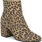 Botas femininas Bar III com estampa de leopardo, conforto, amortecimento, bico amendoado, salto bloco, zíper, marrom, tamanho 9,5 M