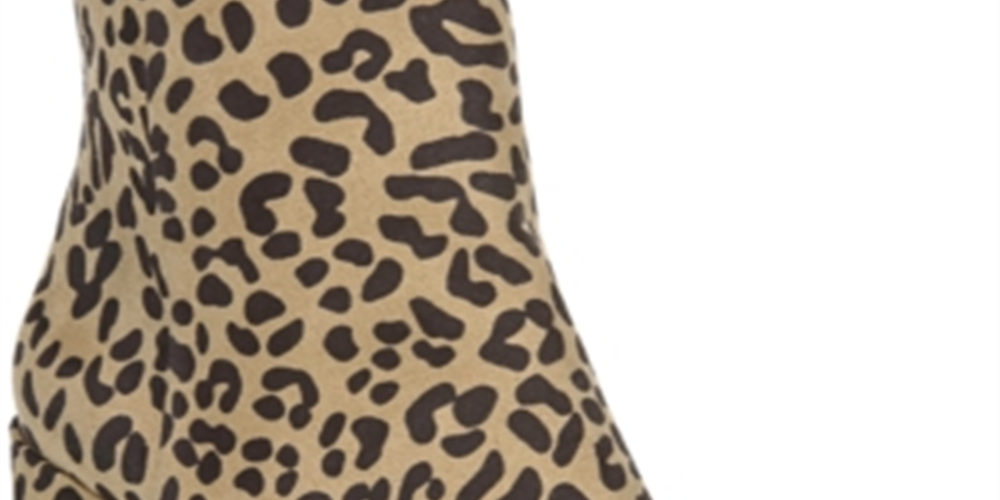 Botas femininas Bar III com estampa de leopardo, conforto, amortecimento, bico amendoado, salto bloco, zíper, marrom, tamanho 9,5 M