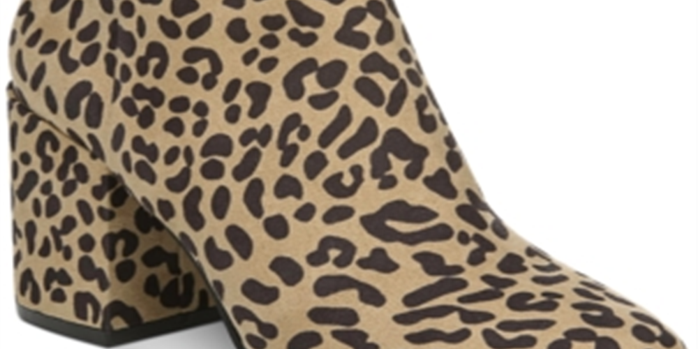 Botas femininas Bar III com estampa de leopardo, conforto, amortecimento, bico amendoado, salto bloco, zíper, marrom, tamanho 9,5 M
