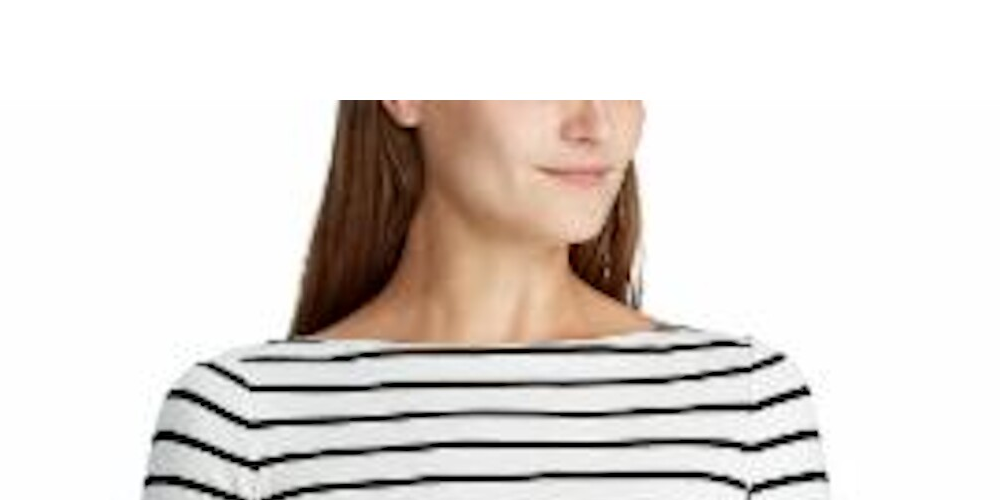 Blusa feminina listrada com decote canoa e manga comprida, tamanho XL, da Lauren Ralph Lauren