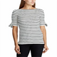 Blusa feminina Lauren Ralph Lauren com manga amarrada, tamanho médio, creme, inverno