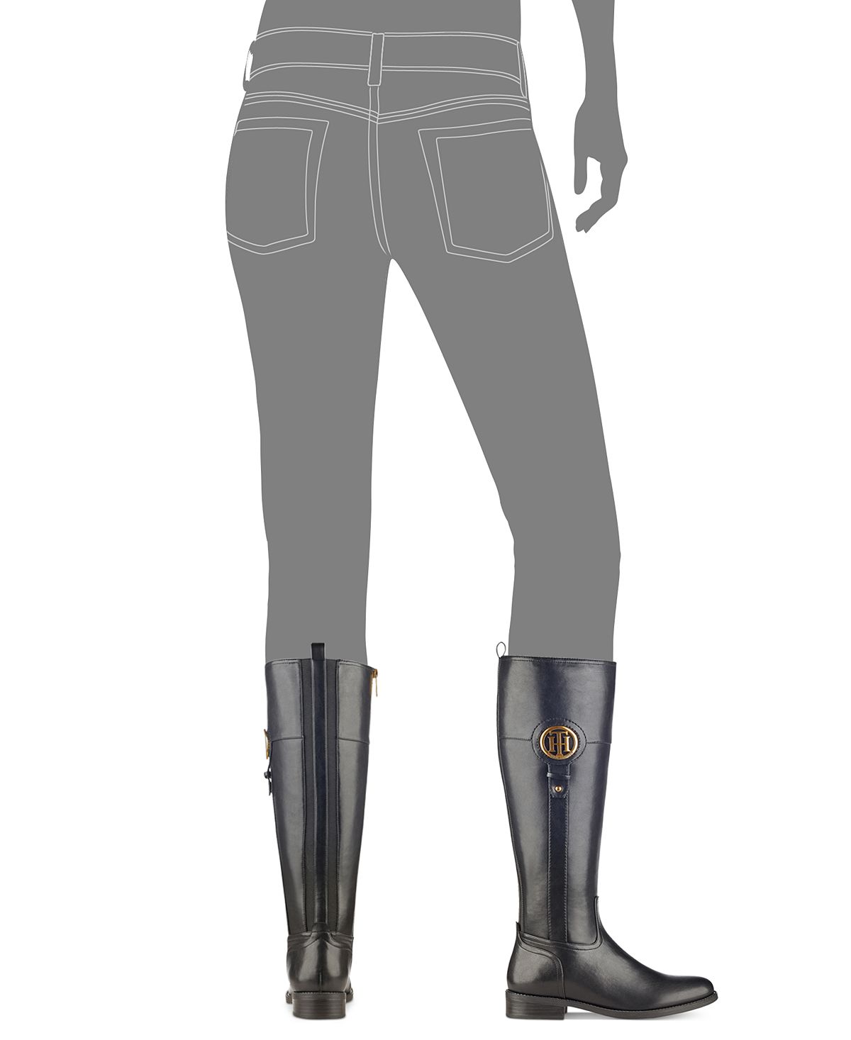 Tommy Hilfiger Ilia4 Almond Toe Knee High Fashion Feminino Preto Tamanho 5,5 M