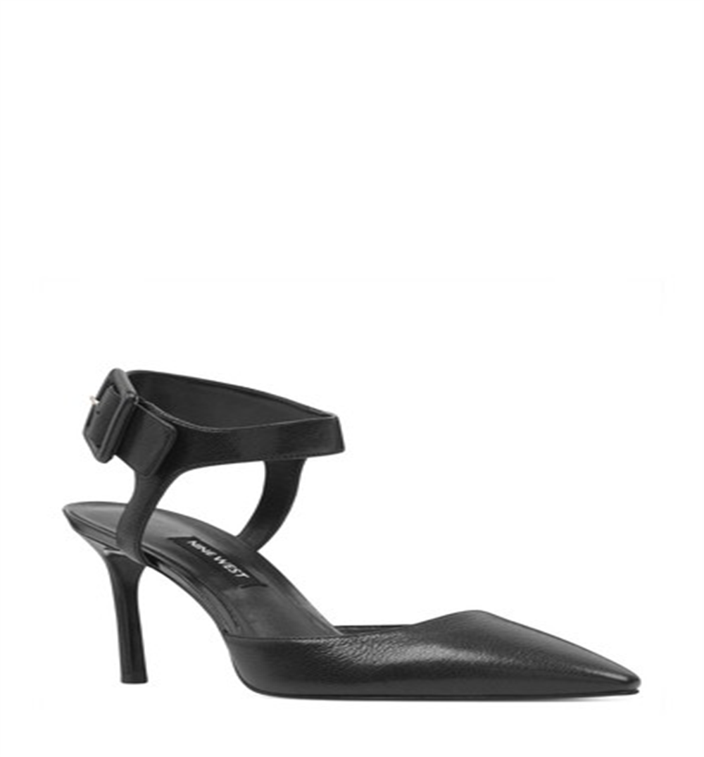Nine West Elisabeti Couro Feminino com Tira no Tornozelo Preto Tamanho 8 M