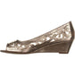 Charter Club Cassiaa Peep Toe Wedge Bejeweled Heels Feminino Platino Sapatos Dourados Tamanho -8M