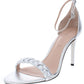 Sandálias femininas Zoe by Rachel Zoe Ella Metallic, prateadas, tamanho 8M