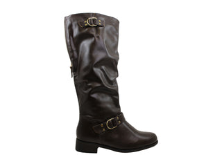 Botas femininas XOXO Minkler com bico fechado e cano alto, marrom, tamanho 11W