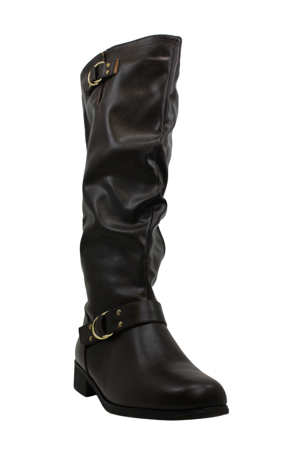Botas femininas XOXO Minkler com bico fechado e cano alto, marrom, tamanho 11W