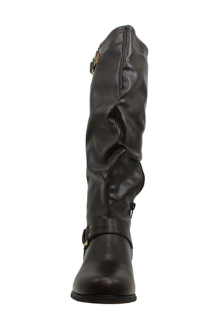 Botas femininas XOXO Minkler com bico fechado e cano alto, marrom, tamanho 11W