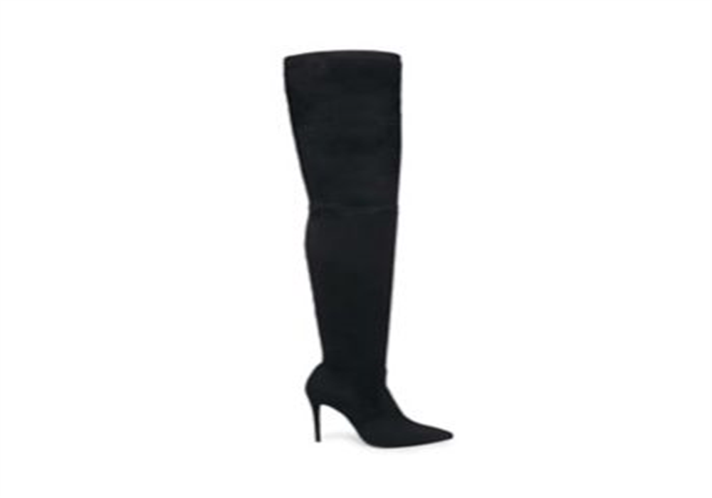 Botas sociais femininas Steve Madden Dominique com salto agulha e acolchoado, elásticas, tamanho 6,5 M, cinza
