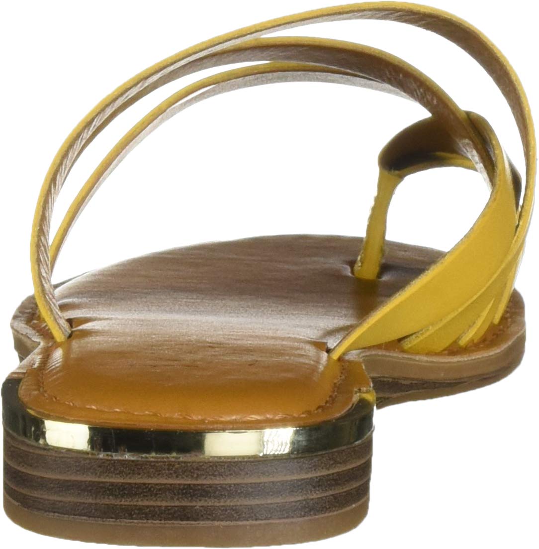 Sandálias femininas Franco Sarto Summer Goddess com anel trançado e biqueira amarela, tamanho 8 M