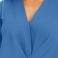 Blusa túnica feminina Alfani lisa, manga comprida, gola V, azul, tamanho GG