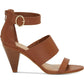 Sandália feminina INC com tiras de espuma viscoelástica, fivela ousada, tira ajustável, acolchoada, bico amendoado, salto cônico, zíper, marrom, tamanho 9 M