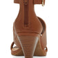 Sandália feminina INC com tiras de espuma viscoelástica, fivela ousada, tira ajustável, acolchoada, bico amendoado, salto cônico, zíper, marrom, tamanho 9 M