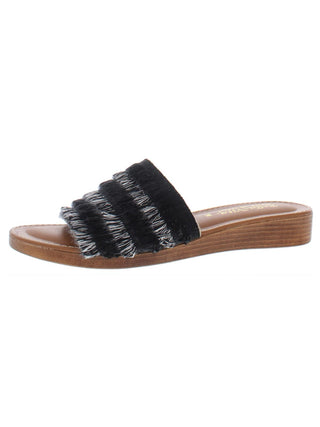 Bella Vita Women's Abi Italy Low Fringe Wedge Sandals BlackSize 8.5M
