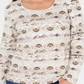 Karen Scott Blusa feminina aquarela com decote redondo, nova, cáqui, tamanho GG