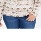 Karen Scott Blusa feminina aquarela com decote redondo, nova, cáqui, tamanho GG