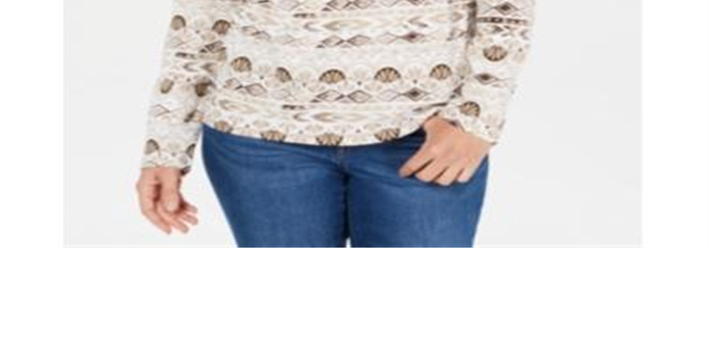 Karen Scott Blusa feminina aquarela com decote redondo, nova, cáqui, tamanho GG