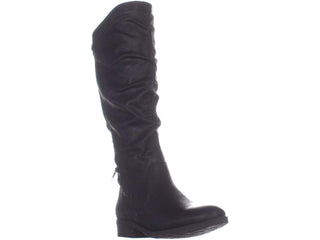 Botas femininas Yulissa com bico fechado e cano médio, pretas, tamanho 6,5 M
