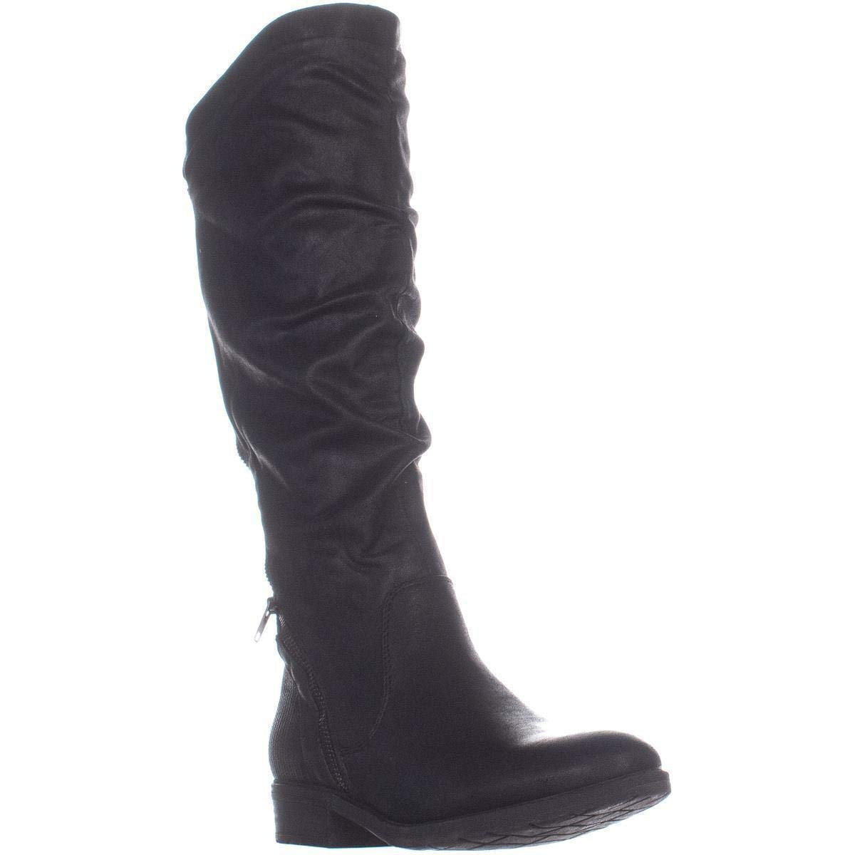 Botas femininas Yulissa com bico fechado e cano médio, pretas, tamanho 6,5 M