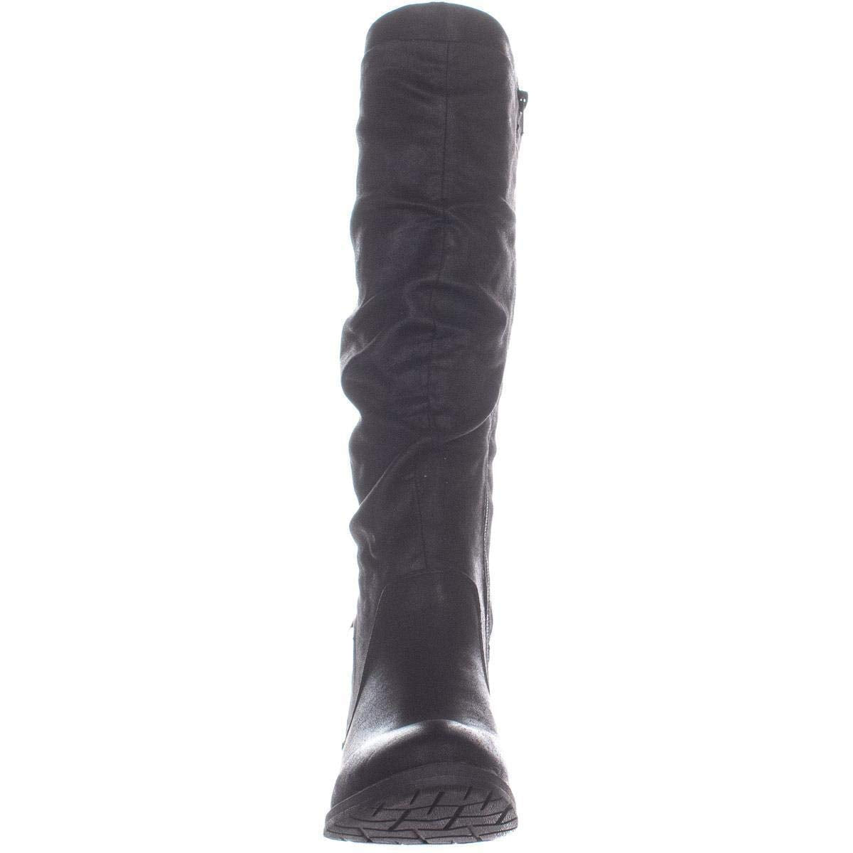 Botas femininas Yulissa com bico fechado e cano médio, pretas, tamanho 6,5 M