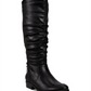 Botas femininas Yulissa com bico fechado e cano médio, pretas, tamanho 6,5 M