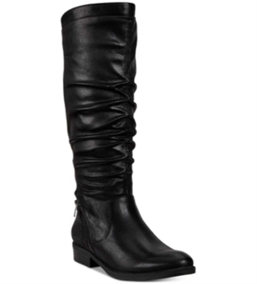 Botas femininas Yulissa com bico fechado e cano médio, pretas, tamanho 6,5 M