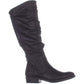 Botas femininas Yulissa com bico fechado e cano médio, pretas, tamanho 6,5 M