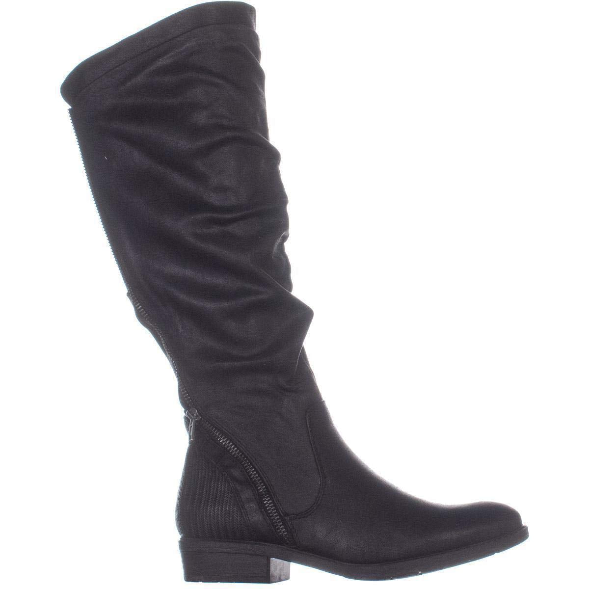Botas femininas Yulissa com bico fechado e cano médio, pretas, tamanho 6,5 M