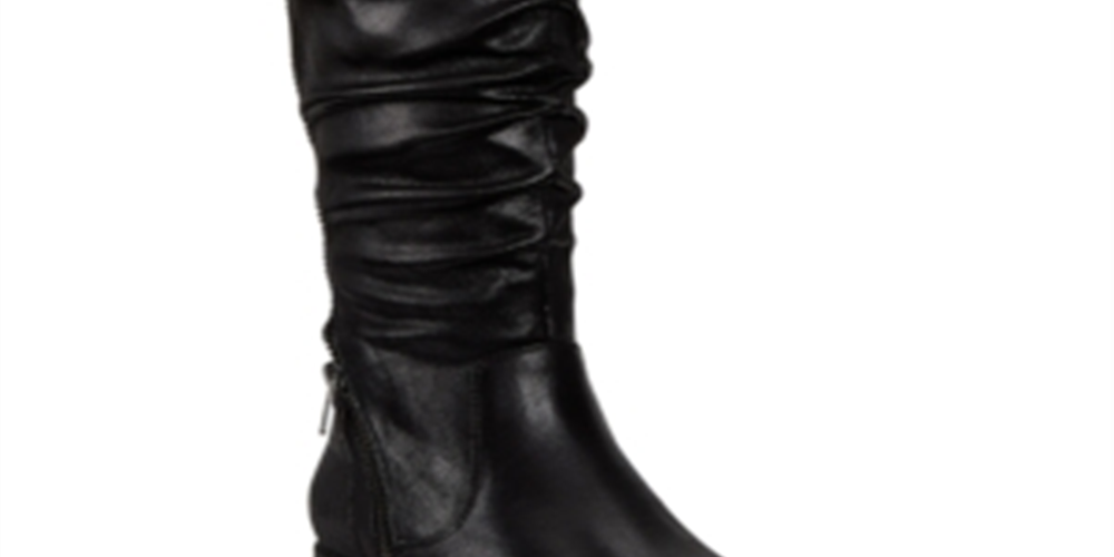 Botas femininas Yulissa com bico fechado e cano médio, pretas, tamanho 6,5 M