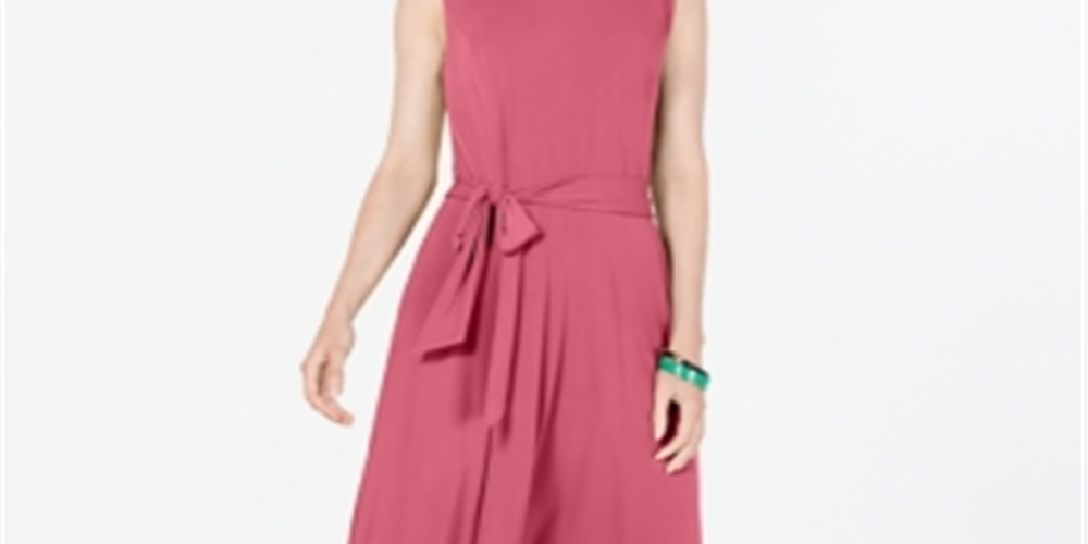 Vestido midi feminino Charter Club com amarração na cintura, rosa, tamanho XS