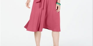 Vestido midi feminino Charter Club com amarração na cintura, rosa, tamanho XS