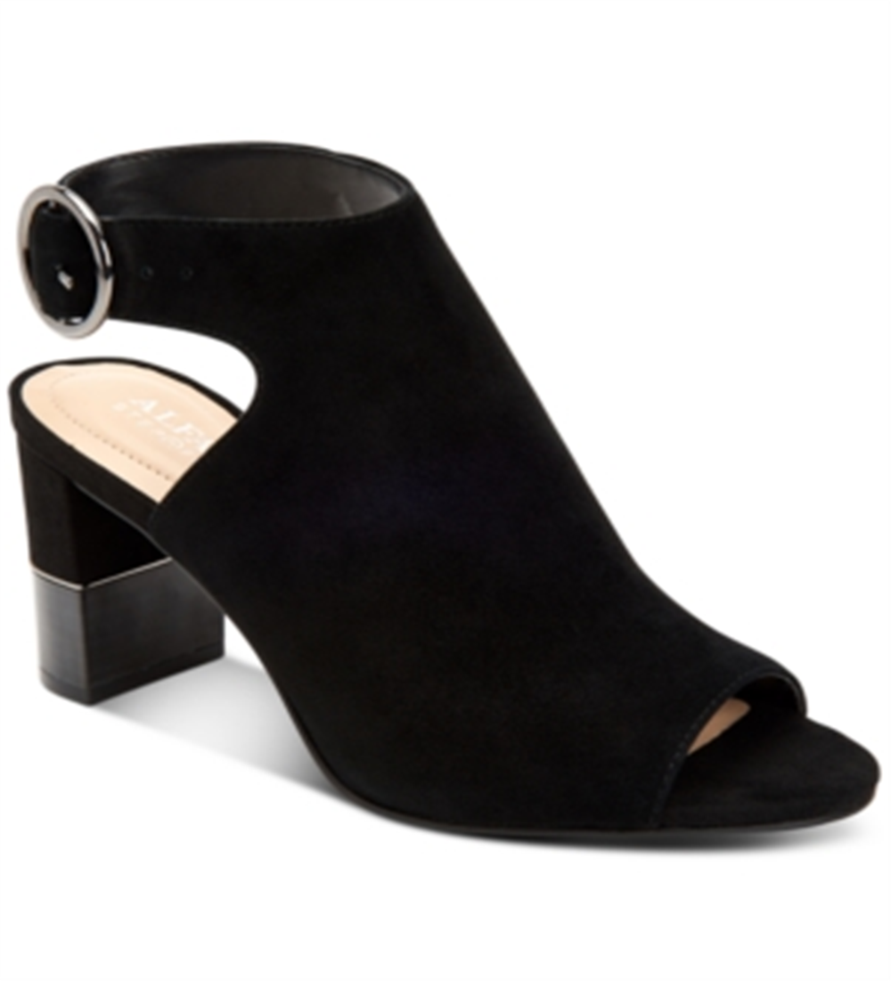 Alfani Floriss Step 'N Flex Block Heel Shooties Feminino Preto Tamanho 5 M