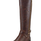 Botas de montaria altas Guss Haydin de couro sintético femininas, marrom escuro, tamanho 9,5 m