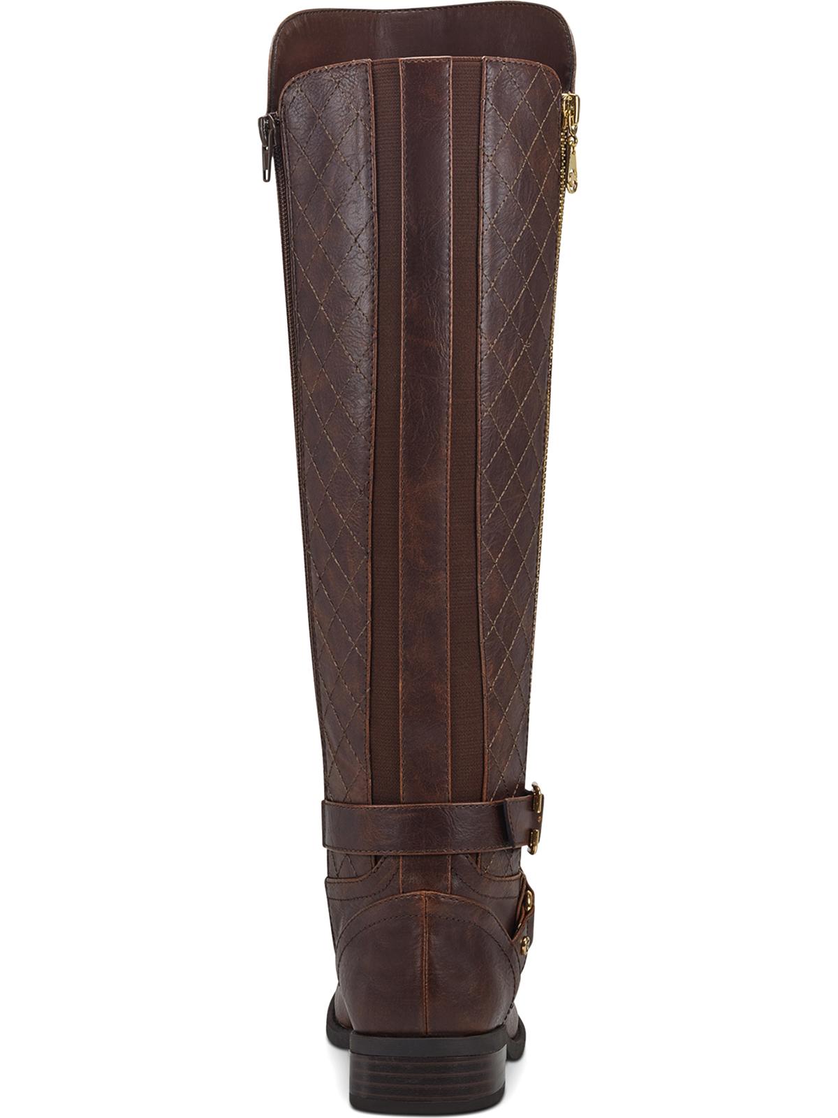 Botas de montaria altas Guss Haydin de couro sintético femininas, marrom escuro, tamanho 9,5 m