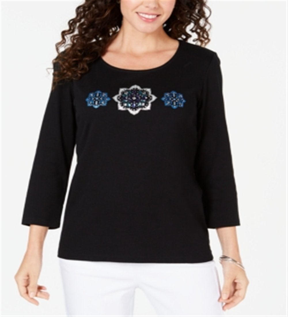 Blusa de algodão com strass Karen Scott feminina, amarela, tamanho GG