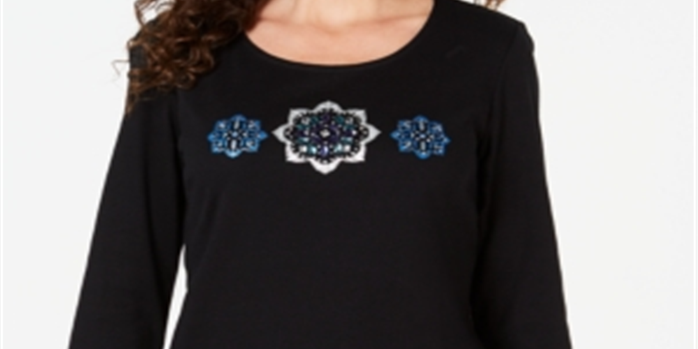 Blusa de algodão com strass Karen Scott feminina, amarela, tamanho GG