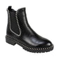 Botas de cano curto femininas Seven Dials com acabamento em tachas e acabamento em Shelley, pretas, tamanho 5,5 M