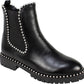 Botas de cano curto femininas Seven Dials com acabamento em tachas e acabamento em Shelley, pretas, tamanho 5,5 M