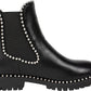 Botas de cano curto femininas Seven Dials com acabamento em tachas e acabamento em Shelley, pretas, tamanho 5,5 M