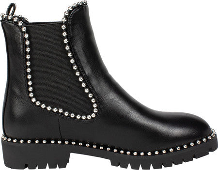 Botas de cano curto femininas Seven Dials com acabamento em tachas e acabamento em Shelley, pretas, tamanho 5,5 M