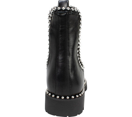 Botas de cano curto femininas Seven Dials com acabamento em tachas e acabamento em Shelley, pretas, tamanho 5,5 M