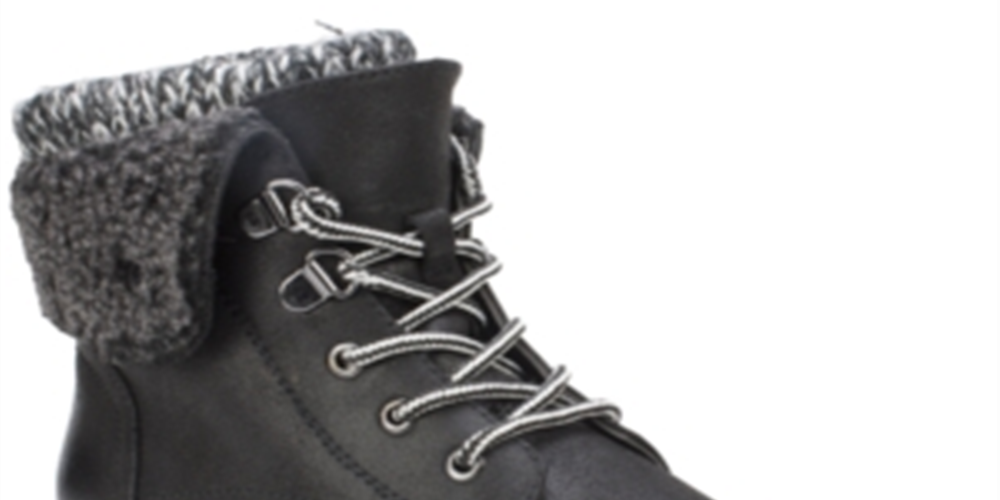 Bota feminina White Mountain Mixed Media com cadarço e sola de borracha, preta, tamanho 7,5 M