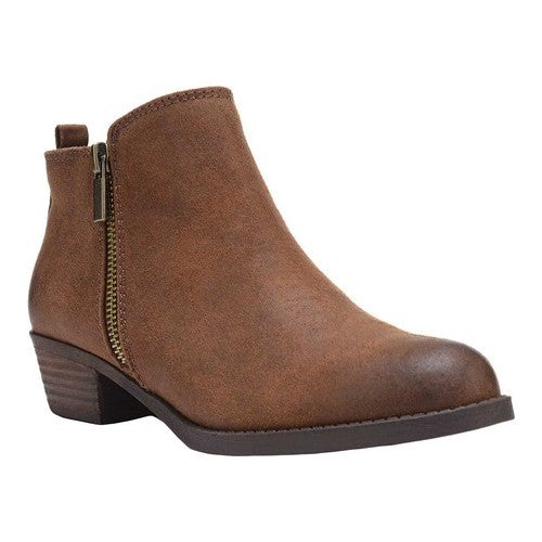 Botas femininas Carlos By Carlo Santana com zíper e acolchoado Brie, bico redondo, salto bloco, marrom, tamanho 5,5 M