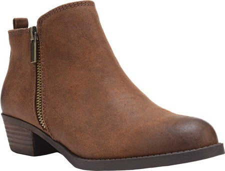 Botas femininas Carlos By Carlo Santana com zíper e acolchoado Brie, bico redondo, salto bloco, marrom, tamanho 5,5 M