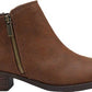Botas femininas Carlos By Carlo Santana com zíper e acolchoado Brie, bico redondo, salto bloco, marrom, tamanho 5,5 M