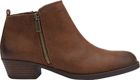 Botas femininas Carlos By Carlo Santana com zíper e acolchoado Brie, bico redondo, salto bloco, marrom, tamanho 5,5 M
