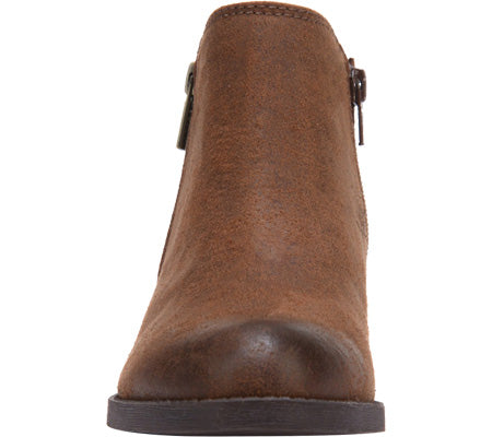 Botas femininas Carlos By Carlo Santana com zíper e acolchoado Brie, bico redondo, salto bloco, marrom, tamanho 5,5 M