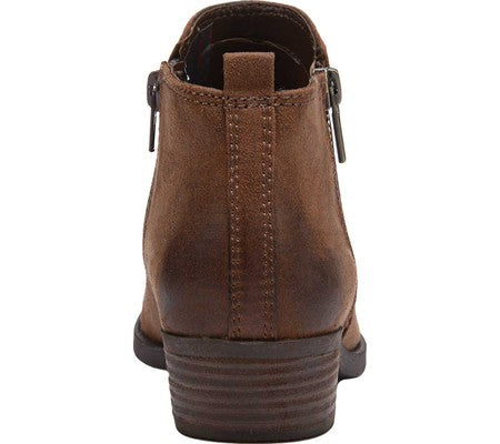 Botas femininas Carlos By Carlo Santana com zíper e acolchoado Brie, bico redondo, salto bloco, marrom, tamanho 5,5 M